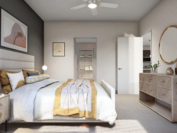 Primary bedroom at Embark Apartments in Fremont CA